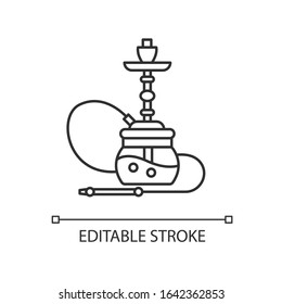 Hookah pixel perfect linear icon. Sheesha house. Party object. Nargile lounge. Thin line customizable illustration. Contour symbol. Vector isolated outline drawing. Editable stroke