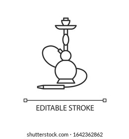 Hookah pixel perfect linear icon. Sheesha house. Egyptian relaxation. Nargile lounge. Thin line customizable illustration. Contour symbol. Vector isolated outline drawing. Editable stroke