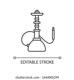 Hookah Pixel Perfect Linear Icon. Sheesha House. Shisha Bar For Leisure. Nargile Lounge. Thin Line Customizable Illustration. Contour Symbol. Vector Isolated Outline Drawing. Editable Stroke