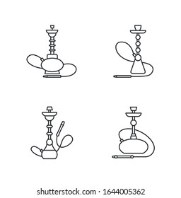 Iconos lineales perfectos en píxeles Hookah. Diversión con amigos. Casa Sheesha. Salón Nargile. Símbolos de contorno de línea delgada personalizables. Ilustraciones aisladas del contorno vectorial. Trazo editable