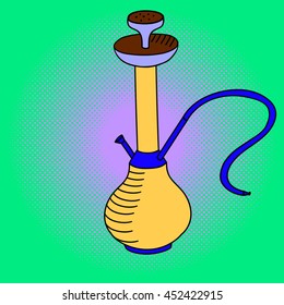 Hookah Pop art vector illustration. Beautiful style comic medication. Hand-drawn