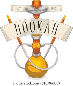 Hookah Relax Label Badge Vintage  Symbol Hookah Lounge Vector Logo