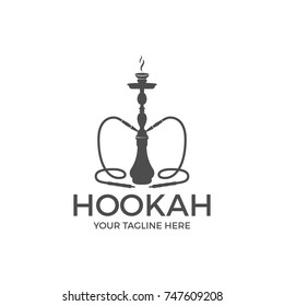 Hookah relax label, badge. Vintage shisha logo. Lounge cafe emblem. Arabian bar or house, shop. Isolated. Stock vector illustration