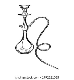 hookah en estilo retro dibujado a mano. ilustración vectorial aislada en fondo blanco