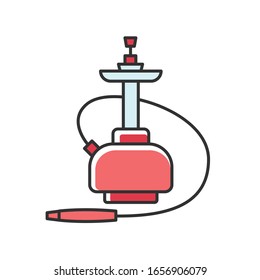 Hookah RGB red color icon. Sheesha house. Hooka menu. Nargile lounge. Odor from pipe. Scent of vaporizing. Smoking area. Accessories for oriental shisha. Isolated vector illustration