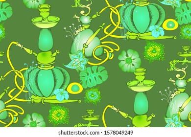 Hookah. Seamless bright abstract pattern. Suitable for fabric, wrapping paper and the like
