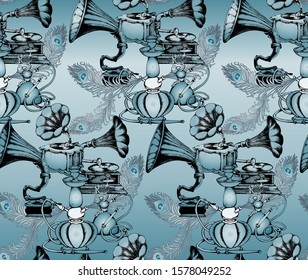 Hookah. Seamless bright abstract pattern. Suitable for fabric, wrapping paper and the like