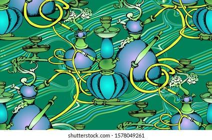 Hookah. Seamless bright abstract pattern. Suitable for fabric, wrapping paper and the like