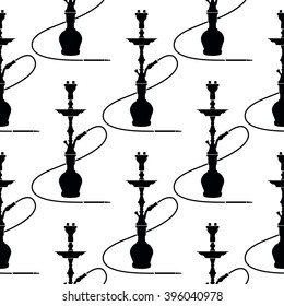 Hookah Seamless Pattern. Hookah Silhouette. 