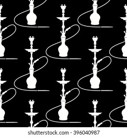 Hookah Seamless Pattern. Hookah Silhouette. 