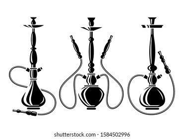 Hookah set. Collection icons hookah. Vector