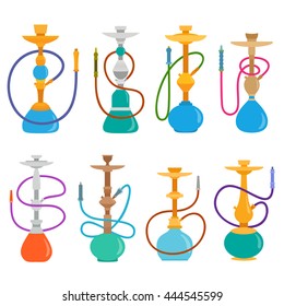 Hookah set. Collection smoking hookahs of various shapes