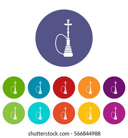 Hookah set icons in different colors isolated on white background
