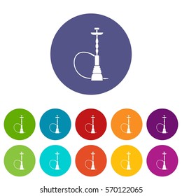 Hookah set icons in different colors isolated on white background