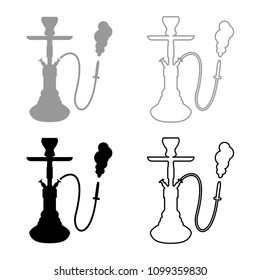 Hookah shisha icon set grey black color outline