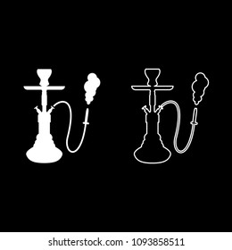 Hookah shisha icon set white color outline