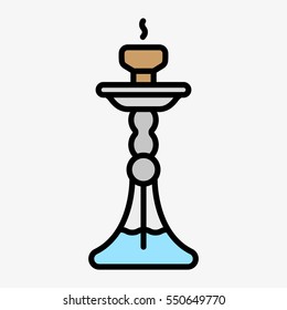 Hookah Shisha Smoking Pipe Bong Minimal Colorful Flat Line Stroke Icon Pictogram Symbol Illustration