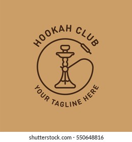 Hookah Shisha Smoking Pipe Minimal Flat Line Logo Template for Cafe, Shop, Club, Lounge