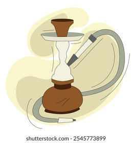 Hookah Shisha,Eastern, Turkish, Arabic, Persian glass and metal hookah,Hookah with smoke stylized flat illustration