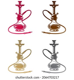 Hookah Silhouette Icon Vector Illustration. Turkish Hookah Icon Isolated. On A White Background. Narghile, Hubbly Bubbly, Shisha
