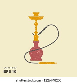 Hookah Silhouette Icon Vector Isolated. Flat illustration with scuffed effect