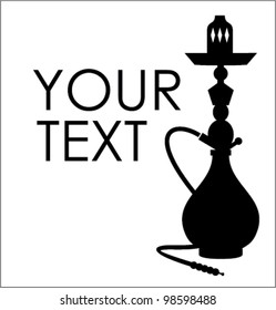 Hookah silhouette with sample text. Vector illustration