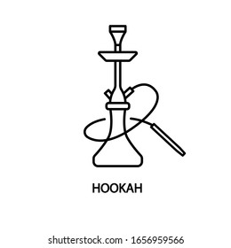 Hookah simple line icon. Shisha symbol. Concept for web banners and printed materials.