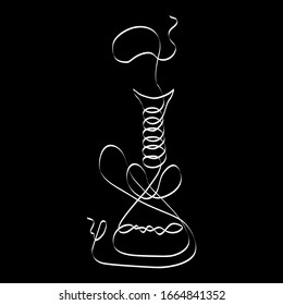 Hookah single line on a black background, calligraphy. Vector illustration, template graphic design for posters, flyers, cards or vouchers.