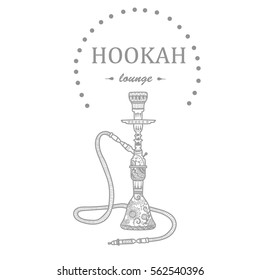 Hookah smoke logo vector illustration isolated on white background. Doodle. Icon for hookah lounge