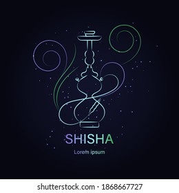 Hookah with smoke stylized flat illustration. Vector icon Shisha.