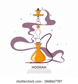 Hookah with smoke stylized flat illustration. Vector icon Shisha.