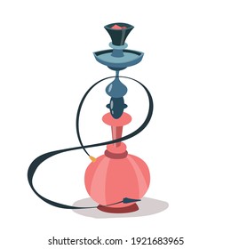 Hookah with smoke stylized flat illustration. Vector icon Shisha.
