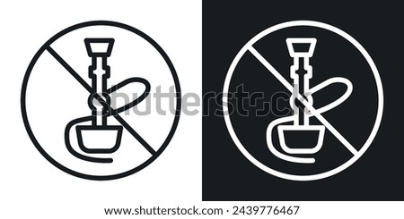 Hookah Smoking Prohibited Symbol. No Shisha Usage Sign. Hookah Restriction Notice
