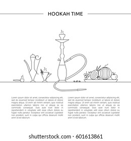 Hookah time concept. Template for hookah cafe, bar, restaurant.