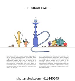 Hookah time concept. Template for hookah cafe, bar, restaurant.