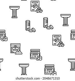 Hookah Tobacco Smoking Vector Seamless Pattern Thin Line Illustration