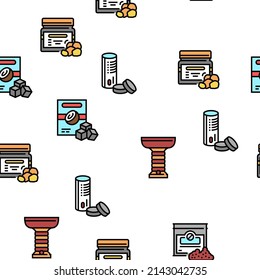Hookah Tobacco Smoking Vector Seamless Pattern Thin Line Illustration