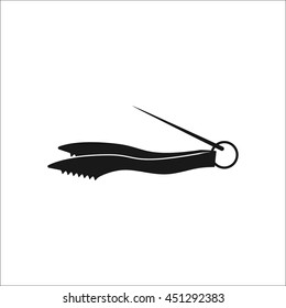 Hookah tweezers sign simple icon on background