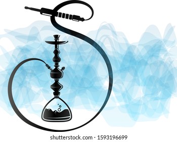 Hookah unique silhouette for relaxation and blue smoke