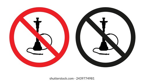 Hookah Usage Ban Sign. No Smoking Shisha Symbol. Hookah Prohibition Notification