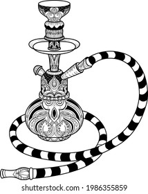 hookah vector illustration black and white line drawing beautiful hand drawing artistic henna design pattern