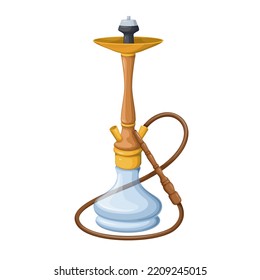 Hookah vector illustration. Cartoon isolated hooka calabash with long pipe and glass bowl for water to smoke aroma tobacco, shisha or cannabis, traditional nargile accessory for smoking in lounge bar
