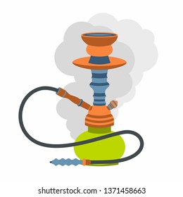Hookah vector illustration flat style tobacco tools hookah with smoke on a white background.