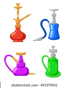 Hookah vector illustration flat style tobacco tools hookah with smoke on a white background.