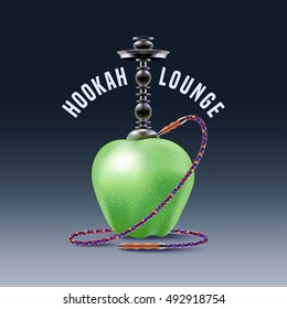 Hookah vector logo, icon, symbol, emblem, sign. Nonstandard template graphic design element with apple for menu of hookah lounge, bar, vintage style decoration, illustration