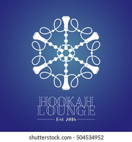 Hookah vector logo, icon, symbol, emblem, sign. Template graphic design element for menu of hookah and tobacco lounge, bar, chill out