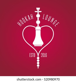 Hookah vector logo, icon, symbol, emblem, sign. Isolated decorative graphic design element for traditional hookah lounge, bar. Turkish, eastern style background