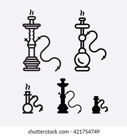 Hookah vector. Shisha and Sheesha icons. Smoke.