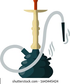 Hookahs. Shisha bar element. Black Flasks. Smoking device. Bad middle Eastern habit. Rest and relaxation. Cartoon flat illustration