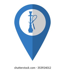 Hookan - vector icon; blue map  pointer